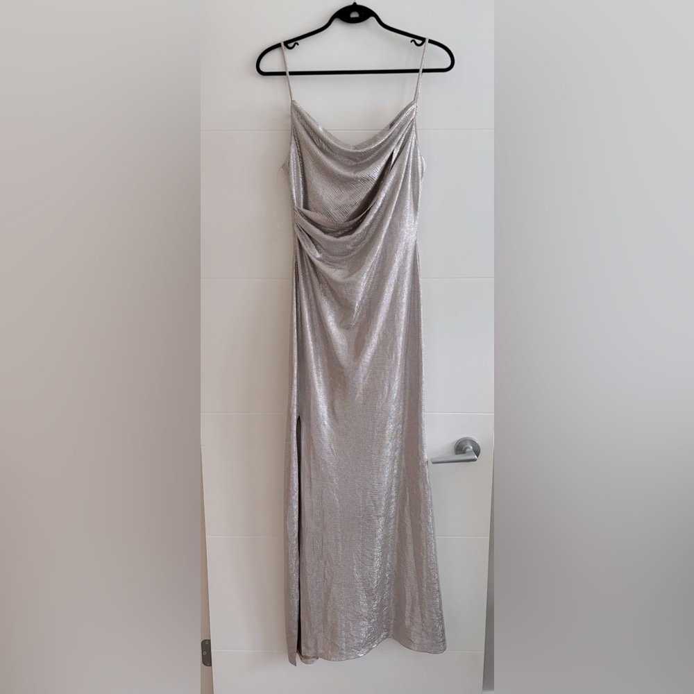 Stunning Metallic Gown with Pink Undertones & Ruched Back -  NWT